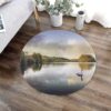 Swans And Lake Round Carpet Floor Rug Living Room Bedroom Decor Round Area Rug Carpet