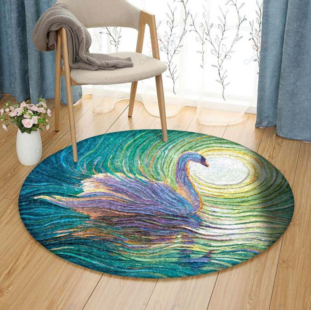 Swans Art Round Carpet Floor Rug Living Room Bedroom Decor Round Area Rug Carpet Swans Art Round Carpet Floor Rug Living Room Bedroom Decor Round Area Rug Carpet
