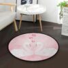 Swans Heart Round Carpet Floor Rug Living Room Bedroom Decor Round Area Rug Carpet