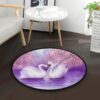 Swans In The Spring Round Carpet Floor Rug Living Room Bedroom Decor Round Area Rug Carpet