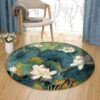 Sweet Lotuses Round Carpet Floor Rug Living Room Bedroom Decor Round Area Rug Carpet