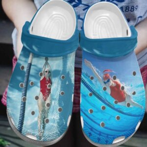 Swimming Personalized Clog Custom Crocs Comfortablefashion Style Comfortable For Women Men Kid Print 3D Swimming Lover