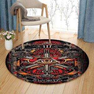 Swords Round Carpet Floor Rug Living Room Bedroom Decor Round Area Rug Carpet