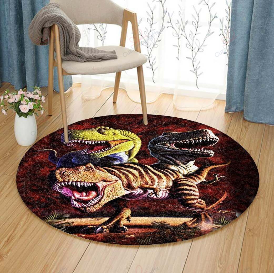 T Rex Dinosaur Round Carpet Floor Rug Living Room Bedroom Decor Round Area Rug Carpet T Rex Dinosaur Round Carpet Floor Rug Living Room Bedroom Decor Round Area Rug Carpet