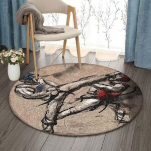 Taekwondo Round Carpet Floor Rug Living Room Bedroom Decor Round Area Rug Carpet