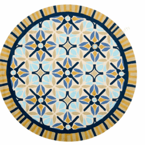 Tan And Blue Round Carpet Floor Rug Living Room Bedroom Decor Round Area Rug Carpet