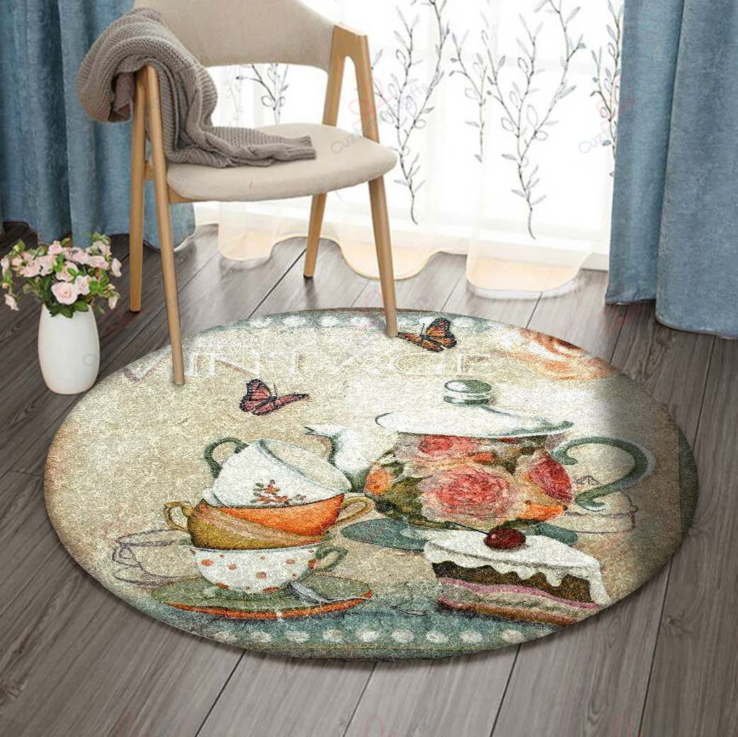 Tea Break Butterfly Round Carpet Floor Rug Living Room Bedroom Decor Round Area Rug Carpet Tea Break Butterfly Round Carpet Floor Rug Living Room Bedroom Decor Round Area Rug Carpet