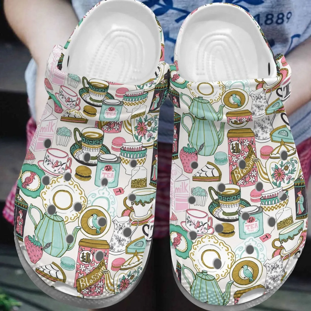 Tea Personalize Clog Custom Crocs Fashionstyle Comfortable For Women Men Kid Print 3D Whitesole Tea Time Tea Personalize Clog Custom Crocs Fashionstyle Comfortable For Women Men Kid Print 3D Whitesole Tea Time