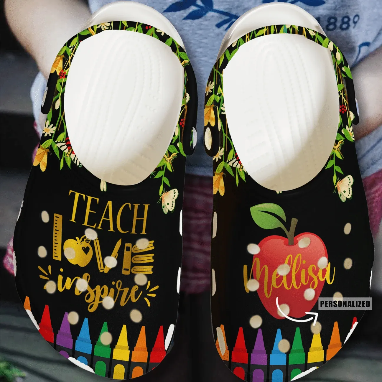 Teach Love Inspire Personalized Clog Custom Crocs Comfortablefashion Style Comfortable For Women Men Kid Print 3D Teach Love Inspire Personalized Clog Custom Crocs Comfortablefashion Style Comfortable For Women Men Kid Print 3D