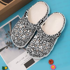 Teacher Abstract Letters Pattern Sku 2474 Crocs Crocband Clog Comfortable For Mens Womens Classic Clog Water Shoes