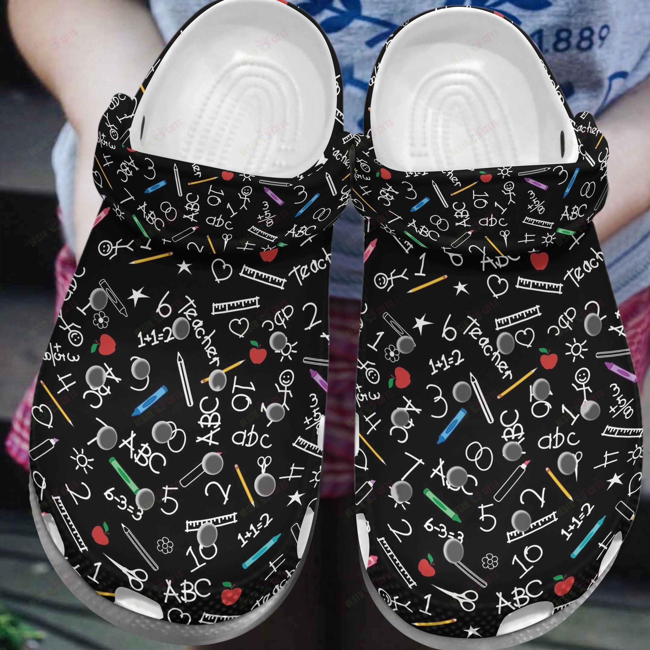 Teacher Crocs Clog Classic Clog Whitesole Teaching Pattern Shoes Teacher Crocs Clog Classic Clog Whitesole Teaching Pattern Shoes