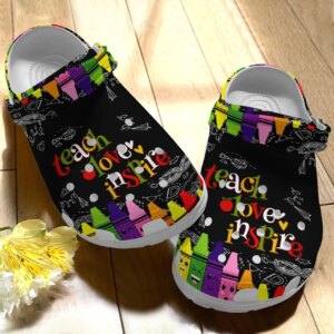 Teacher Personalize Clog Custom Crocs Fashionstyle Comfortable For Women Men Kid Print 3D Whitesole Teach Love