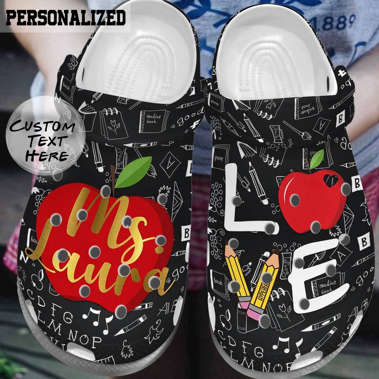 Teacher Personalized Clog Custom Crocs Comfortablefashion Style Comfortable For Women Men Kid Print 3D Love Teacher Teacher Personalized Clog Custom Crocs Comfortablefashion Style Comfortable For Women Men Kid Print 3D Love Teacher