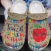 Teacher Personalized Crocs Clog Classic Clog Whitesole Teach Love Inspire Shoes