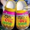 Teacher Personalized Peace Love Teach Sku 2476 Crocs Crocband Clog Comfortable For Mens Womens Classic Clog Water Shoes