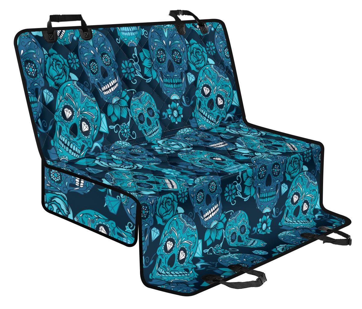 Teal Sugar Skull Flower Pattern Print Pet Car Back Seat Cover - 76ad2240c94e Teal Sugar Skull Flower Pattern Print Pet Car Back Seat Cover - 76ad2240c94e