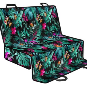 Teal Tropical Leaf Hawaii Pattern Print Pet Car Back Seat Cover - daf1686a3d10