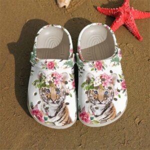 Tiger Floral Sku 2539 Crocs Crocband Clog Comfortable For Mens Womens Classic Clog Water Shoes