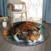 Tiger Swimming Round Carpet Floor Rug Living Room Bedroom Decor Round Area Rug Carpet