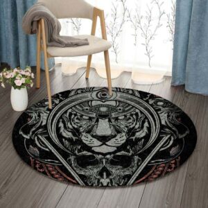Tiger Viking Round Carpet Floor Rug Living Room Bedroom Decor Round Area Rug Carpet