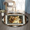 Tiger Window Round Carpet Floor Rug Living Room Bedroom Decor Round Area Rug Carpet