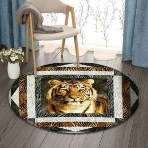 Tiger Window Round Carpet Floor Rug Living Room Bedroom Decor Round Area Rug Carpet
