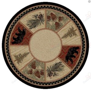 Timber Woods Bear Round Carpet Floor Rug Living Room Bedroom Decor Round Area Rug Carpet