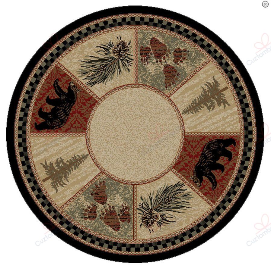 Timber Woods Bear Round Carpet Floor Rug Living Room Bedroom Decor Round Area Rug Carpet Timber Woods Bear Round Carpet Floor Rug Living Room Bedroom Decor Round Area Rug Carpet
