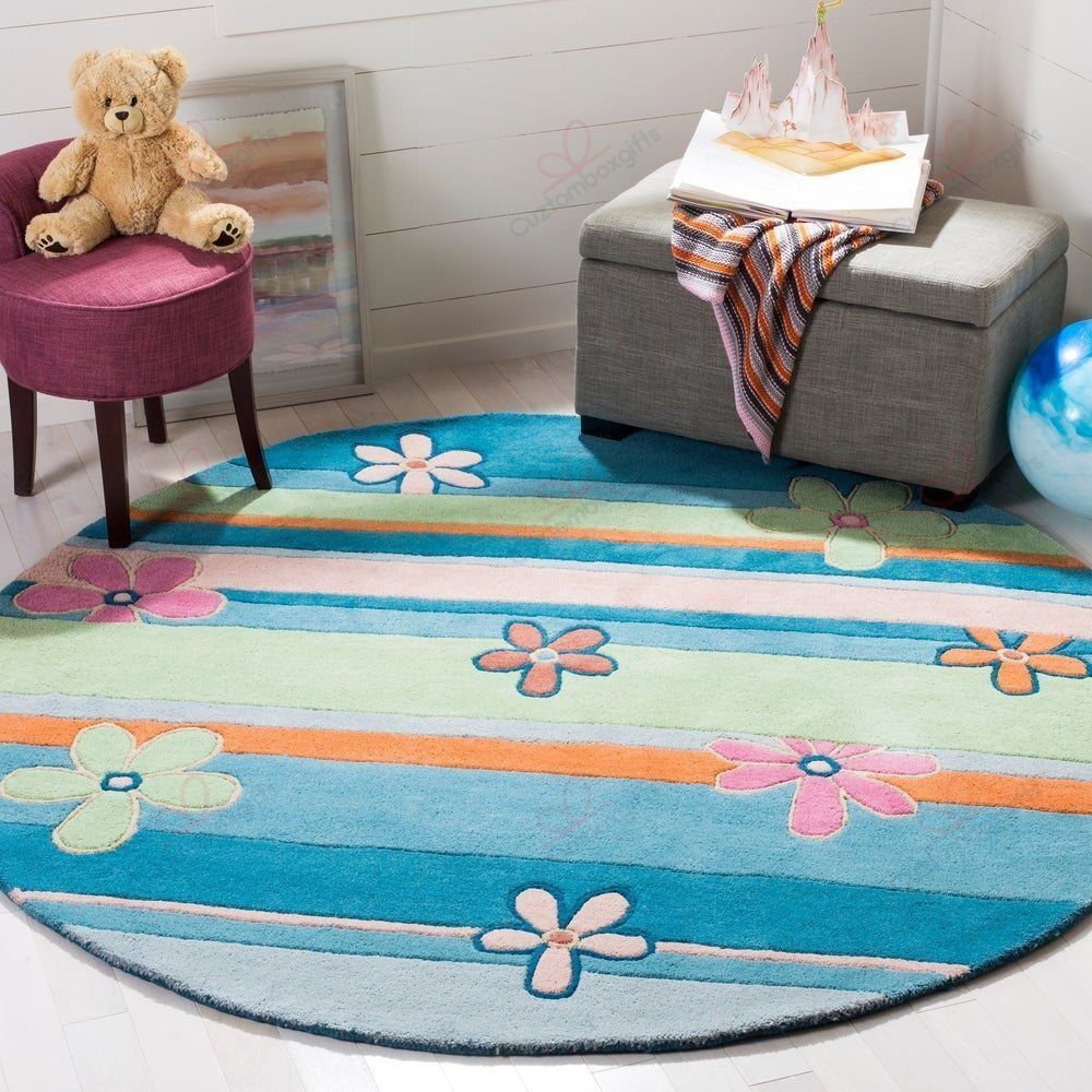 Tiny Flower Round Carpet Floor Rug Living Room Bedroom Decor Round Area Rug Carpet Tiny Flower Round Carpet Floor Rug Living Room Bedroom Decor Round Area Rug Carpet