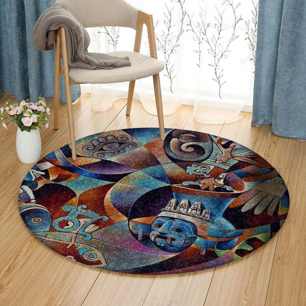 Tlaloc Round Carpet Floor Rug Living Room Bedroom Decor Round Area Rug Carpet Tlaloc Round Carpet Floor Rug Living Room Bedroom Decor Round Area Rug Carpet