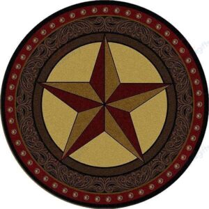 Tooled Leather Star Round Carpet Floor Rug Living Room Bedroom Decor Round Area Rug Carpet