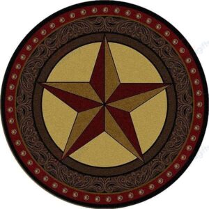 Tooled Leather Star Round Carpet Floor Rug Living Room Bedroom Decor Round Area Rug Carpet