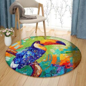 Toucan Bird Art Round Carpet Floor Rug Living Room Bedroom Decor Round Area Rug Carpet