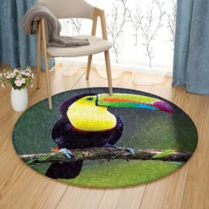 Toucan Bird Round Carpet Floor Rug Living Room Bedroom Decor Round Area Rug Carpet