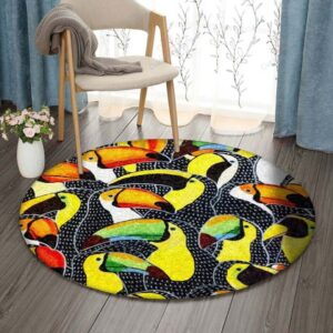 Toucan Round Carpet Floor Rug Living Room Bedroom Decor Round Area Rug Carpet