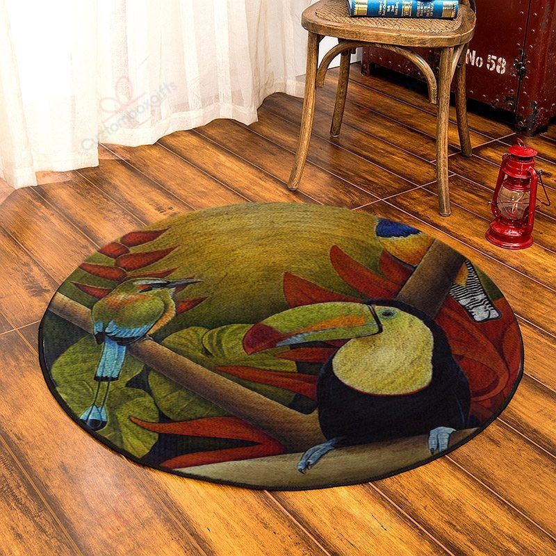Toucan Hummingbird Round Carpet Floor Rug Living Room Bedroom Decor Round Area Rug Carpet Toucan Hummingbird Round Carpet Floor Rug Living Room Bedroom Decor Round Area Rug Carpet