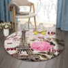 Tower Flower Round Carpet Floor Rug Living Room Bedroom Decor Round Area Rug Carpet