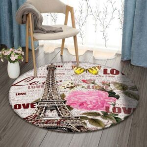 Tower Flower Round Carpet Floor Rug Living Room Bedroom Decor Round Area Rug Carpet