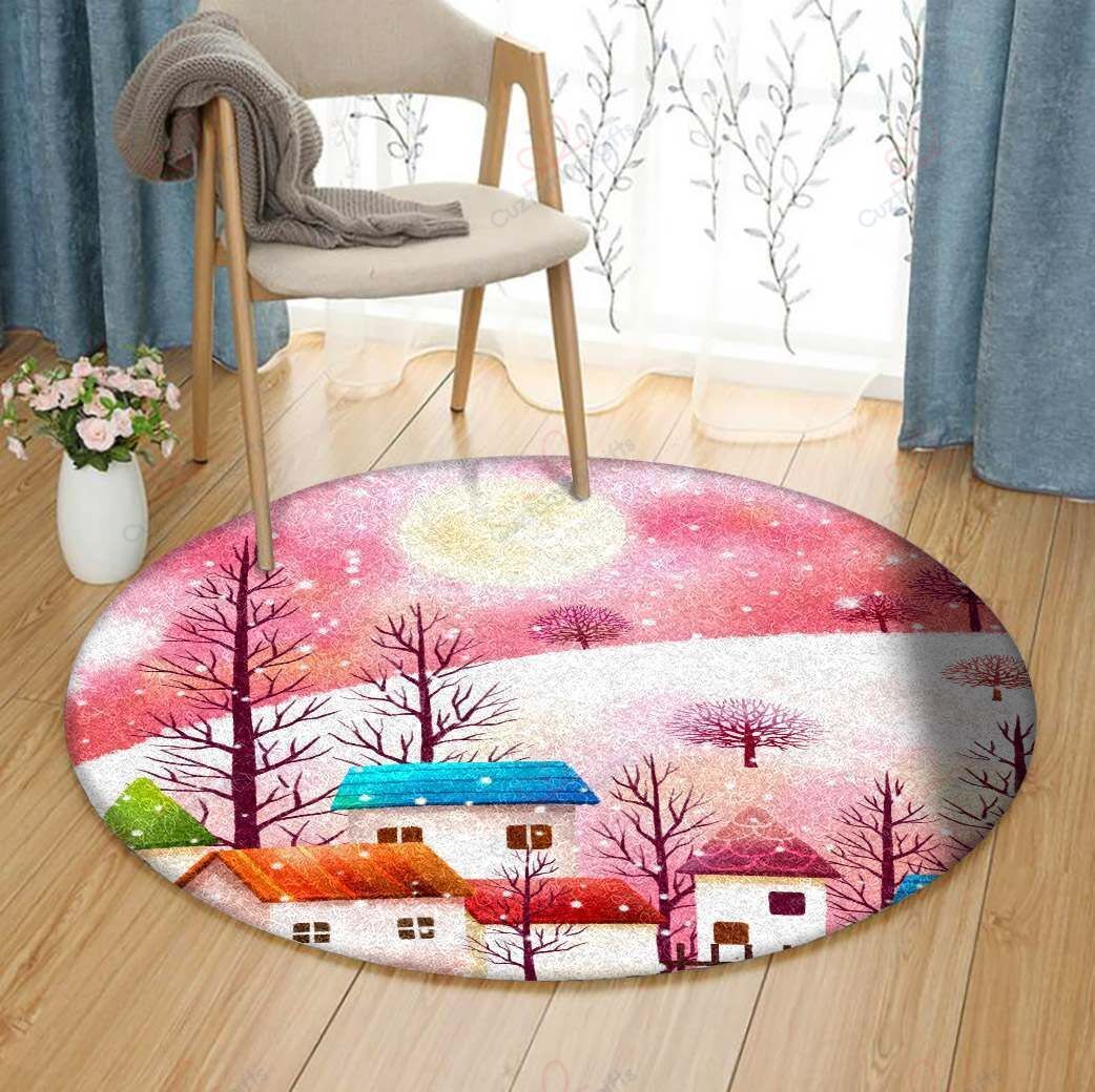Town Christmas Round Carpet Floor Rug Living Room Bedroom Decor Round Area Rug Carpet Town Christmas Round Carpet Floor Rug Living Room Bedroom Decor Round Area Rug Carpet