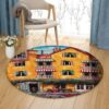 Town Street Round Carpet Floor Rug Living Room Bedroom Decor Round Area Rug Carpet