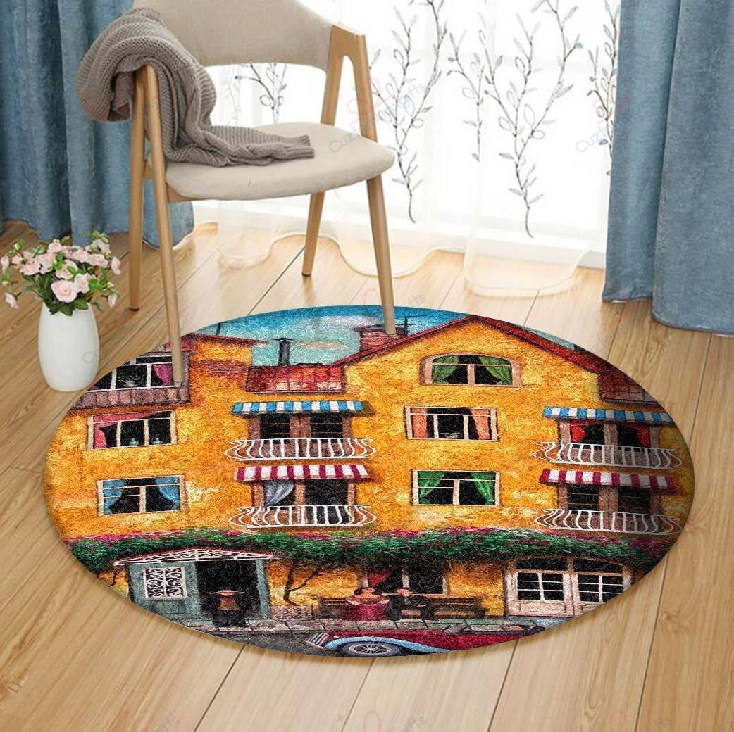 Town Street Round Carpet Floor Rug Living Room Bedroom Decor Round Area Rug Carpet Town Street Round Carpet Floor Rug Living Room Bedroom Decor Round Area Rug Carpet