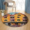 Town Street Round Carpet Floor Rug Living Room Bedroom Decor Round Area Rug Carpet