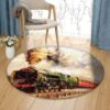 Train Love Round Carpet Floor Rug Living Room Bedroom Decor Round Area Rug Carpet