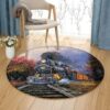 Train Lovers Round Carpet Floor Rug Living Room Bedroom Decor Round Area Rug Carpet