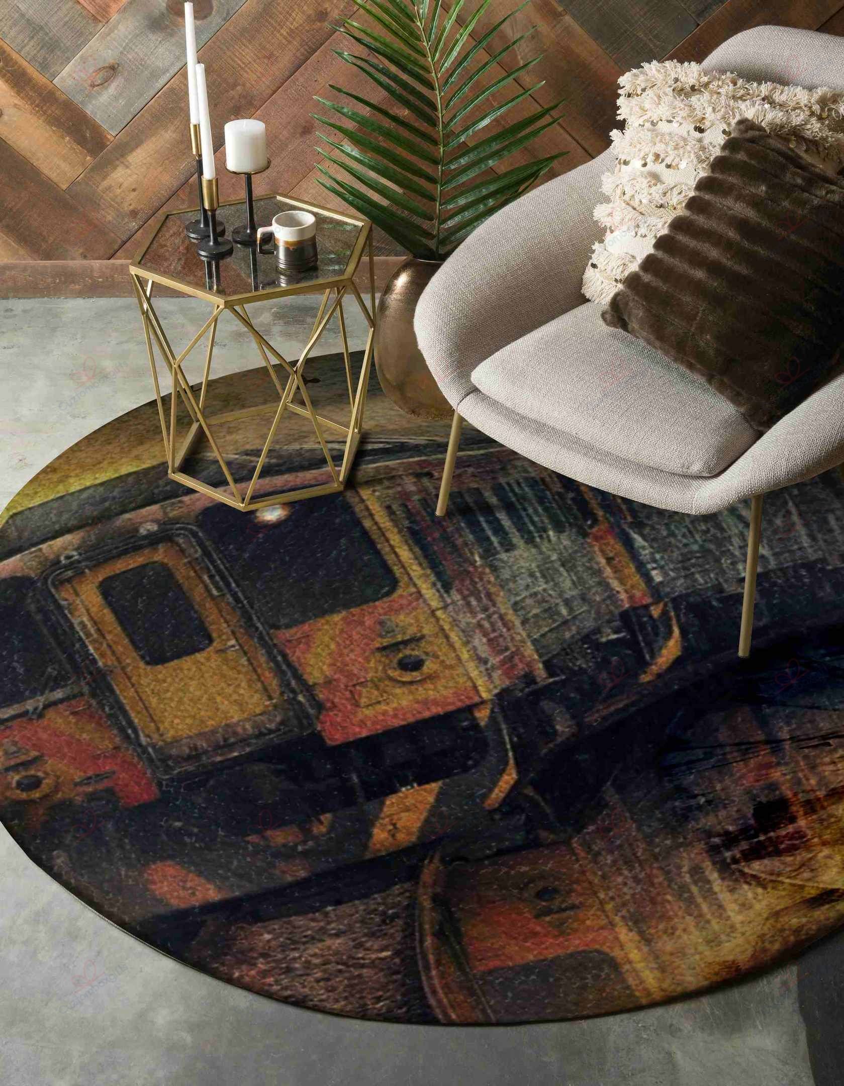 Train Painting Round Carpet Floor Rug Living Room Bedroom Decor Round Area Rug Carpet Train Painting Round Carpet Floor Rug Living Room Bedroom Decor Round Area Rug Carpet