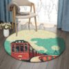 Train Paris Round Carpet Floor Rug Living Room Bedroom Decor Round Area Rug Carpet
