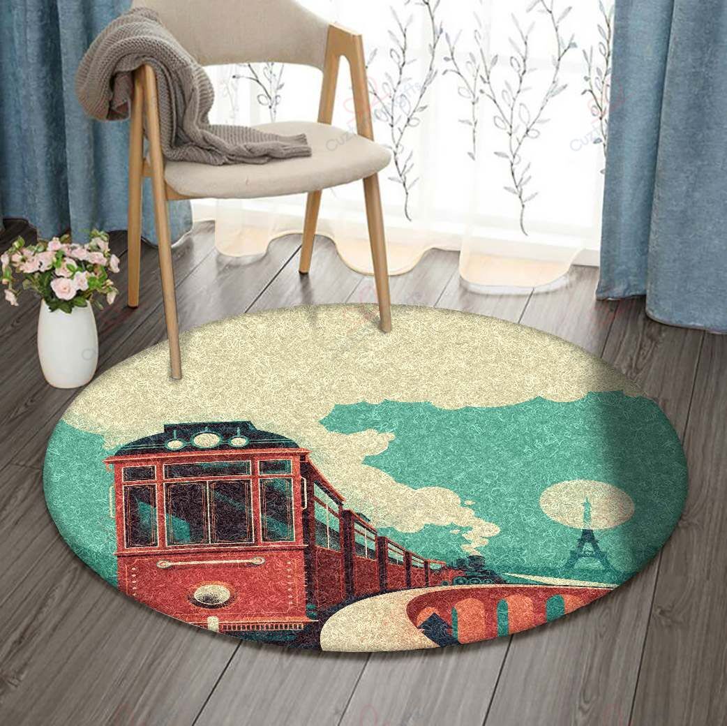 Train Paris Round Carpet Floor Rug Living Room Bedroom Decor Round Area Rug Carpet Train Paris Round Carpet Floor Rug Living Room Bedroom Decor Round Area Rug Carpet