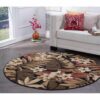 Transitional Floral Round Carpet Floor Rug Living Room Bedroom Decor Round Area Rug Carpet