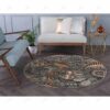 Transitional Floral Round Carpet Floor Rug Living Room Bedroom Decor Round Area Rug Carpet