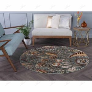 Transitional Floral Round Carpet Floor Rug Living Room Bedroom Decor Round Area Rug Carpet